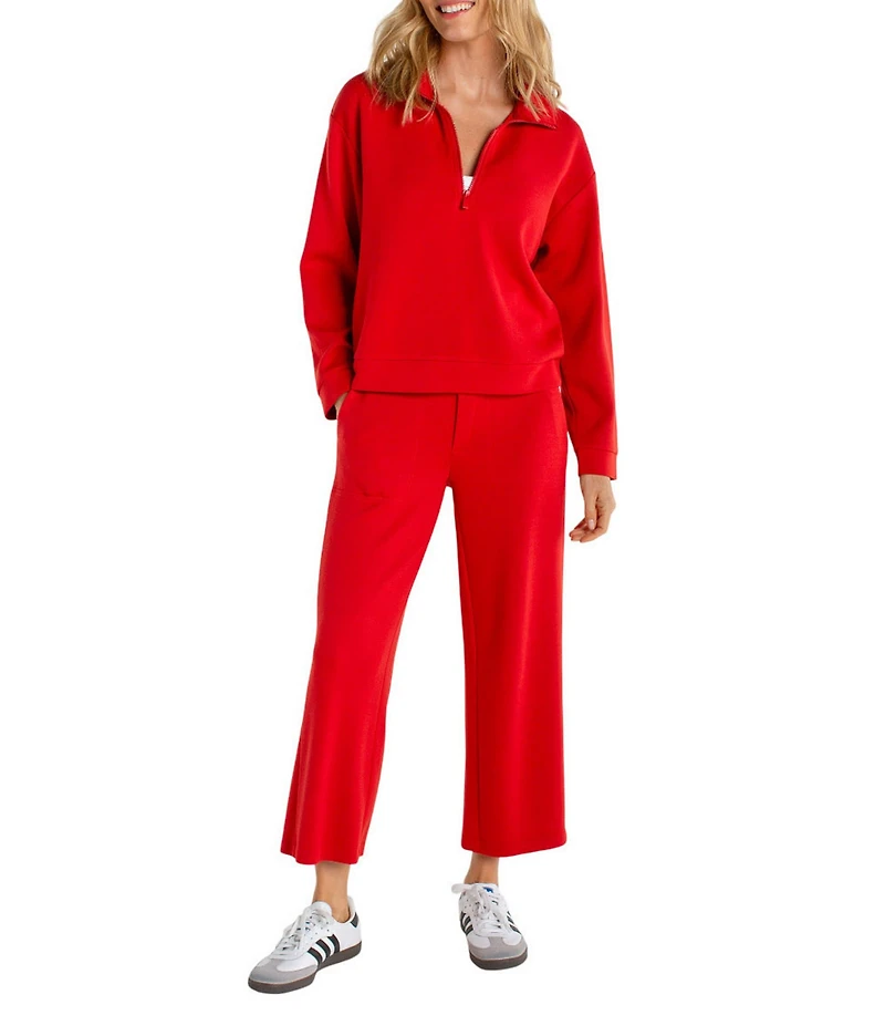 Liverpool Los Angeles Coordinating Cloud Knit Mock Neck Half Zipper Long Sleeve Top