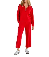 Liverpool Los Angeles Coordinating Cloud Knit Mock Neck Half Zipper Long Sleeve Top