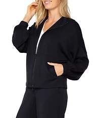 Liverpool Los Angeles Coordinating Stretch Knit Funnel Neck Long Sleeve Zip Up Jacket