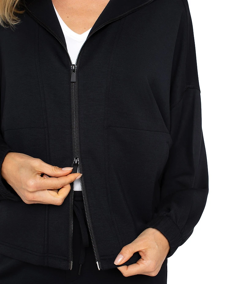 Liverpool Los Angeles Coordinating Stretch Knit Funnel Neck Long Sleeve Zip Up Jacket