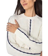 Liverpool Los Angeles Crew Neck Long Sleeve Contrast Trim Knit Sweater