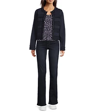 Liverpool Los Angeles Denim Lace Collarless Long Sleeve Jacket