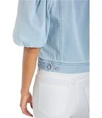 Liverpool Los Angeles Denim Notch Collar 3/4 Sleeve Cropped Trucker Jacket