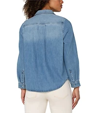 Liverpool Los Angeles Denim Point Collar Long Sleeve Button Down Shirt