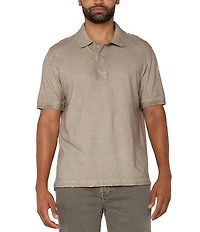 Liverpool Los Angeles Distressed Knit Short Sleeve Polo Shirt