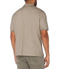 Liverpool Los Angeles Distressed Knit Short Sleeve Polo Shirt