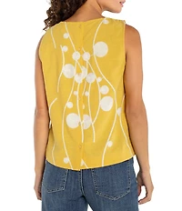 Liverpool Los Angeles Embroidered Dot Round Neck Sleeveless Top