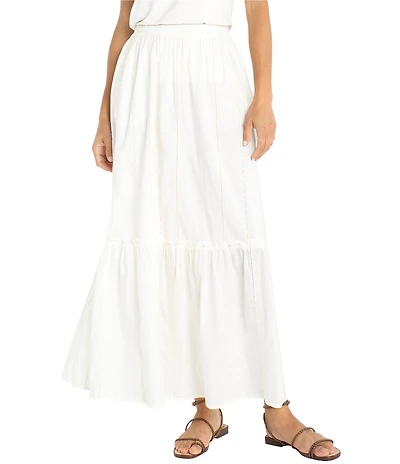 Liverpool Los Angeles Embroidered Stripe Tiered Maxi Skirt