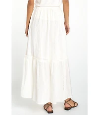 Liverpool Los Angeles Embroidered Stripe Tiered Maxi Skirt