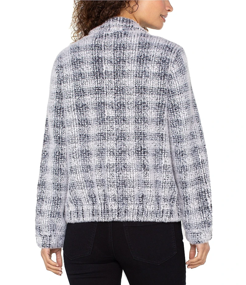 Liverpool Los Angeles Feather Jacquard Checker Point Collar Long Sleeve Jacket