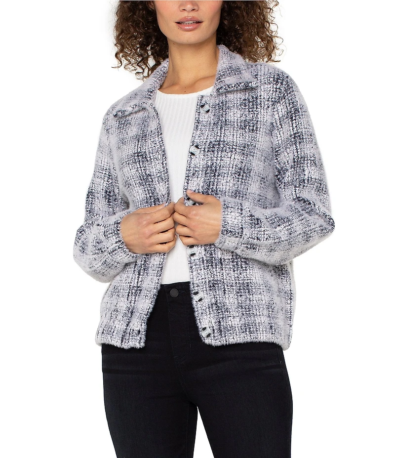 Liverpool Los Angeles Feather Jacquard Checker Point Collar Long Sleeve Jacket