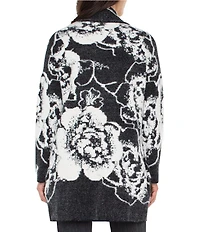 Liverpool Los Angeles Feather Jacquard Shawl Collar Long Sleeve Sweater Coat