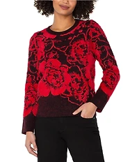Liverpool Los Angeles Floral Crew Neck Long Sleeve Sweater