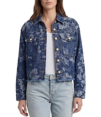Liverpool Los Angeles Floral Stretch Jacquard Point Collar Long Sleeve Jacket
