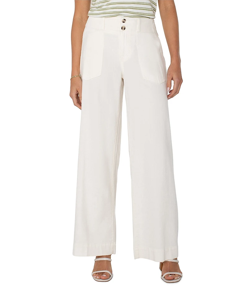 Liverpool Los Angeles Hannah Soft Denim Mid Rise Wide Flare Leg Utility Pants
