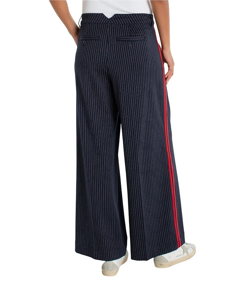 Liverpool Los Angeles Jacquard Knit Pinstripe Pleated Wide-Leg Trouser Pants