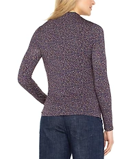 Liverpool Los Angeles Jersey Knit Abstract Print Mock Neck Long Sleeve Top