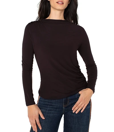 Liverpool Los Angeles Jersey Knit Mock Neck Long Sleeve Top