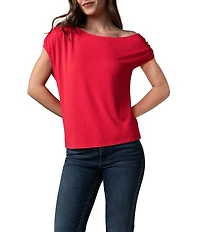Liverpool Los Angeles Jersey Knit Off-The-Shoulder Short Sleeve Top