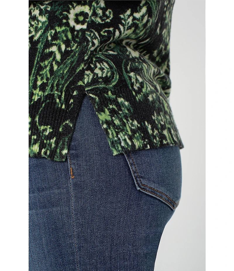 Liverpool Los Angeles Jersey Knit Paisley Print Crew Neck Long Sleeve Sweater