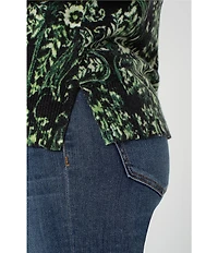 Liverpool Los Angeles Jersey Knit Paisley Print Crew Neck Long Sleeve Sweater