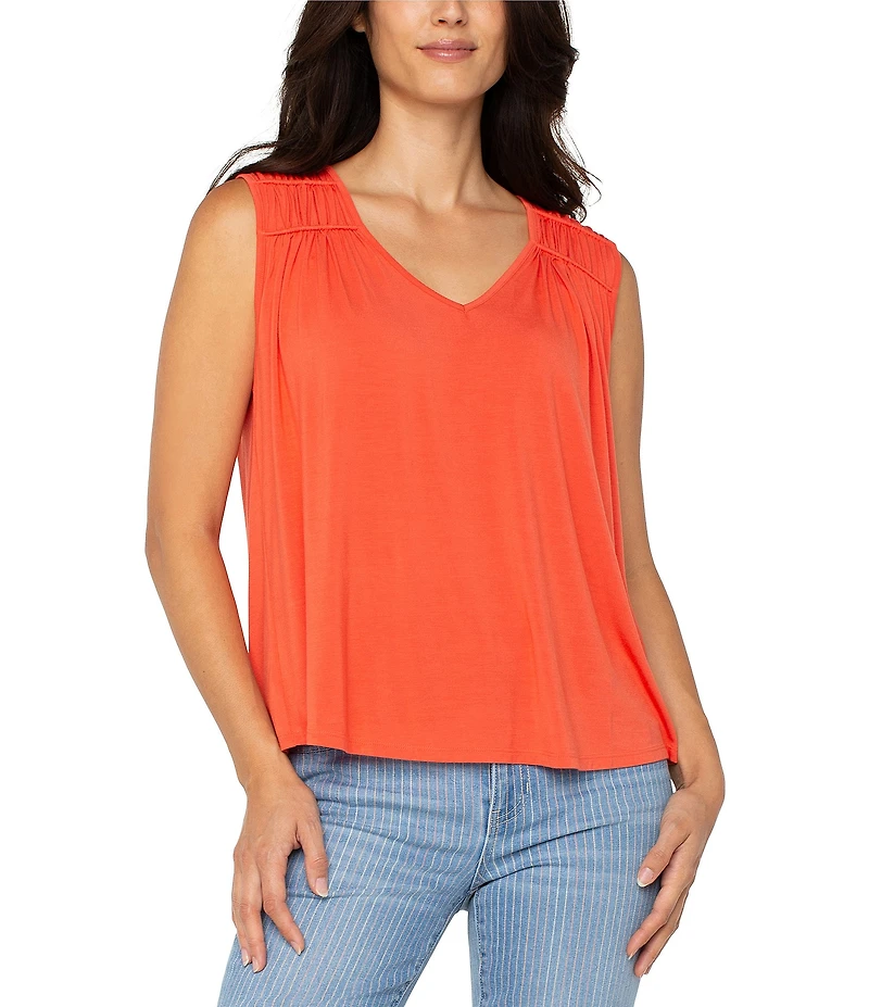 Liverpool Los Angeles Jersey Knit V-Neck Sleeveless Top