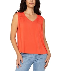 Liverpool Los Angeles Jersey Knit V-Neck Sleeveless Top