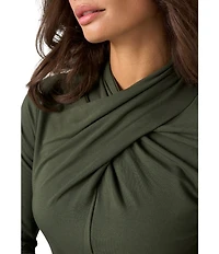 Liverpool Los Angeles Jersey Knit Wrap Neck Long Sleeve Top