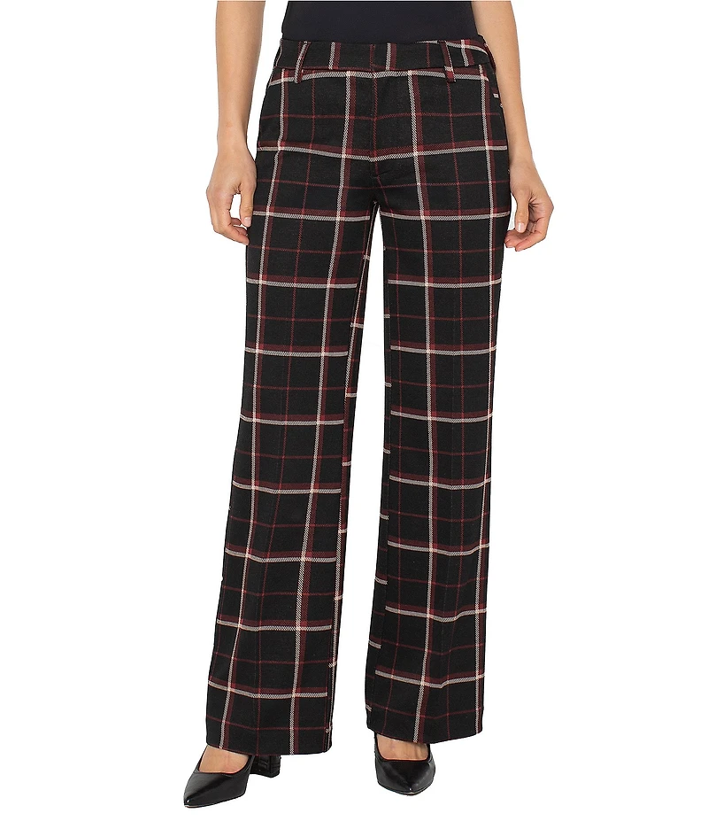 Liverpool Los Angeles Kelsea Plaid Knit Jacquard Wide Leg Pants
