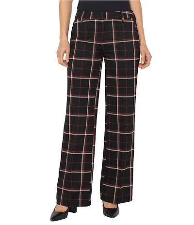 Liverpool Los Angeles Kelsea Plaid Knit Jacquard Wide Leg Pants