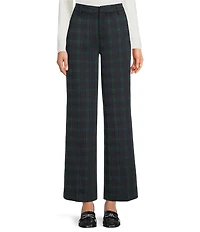 Liverpool Los Angeles Kelsey Stretch Ponte Plaid Flat Front Ankle Pants