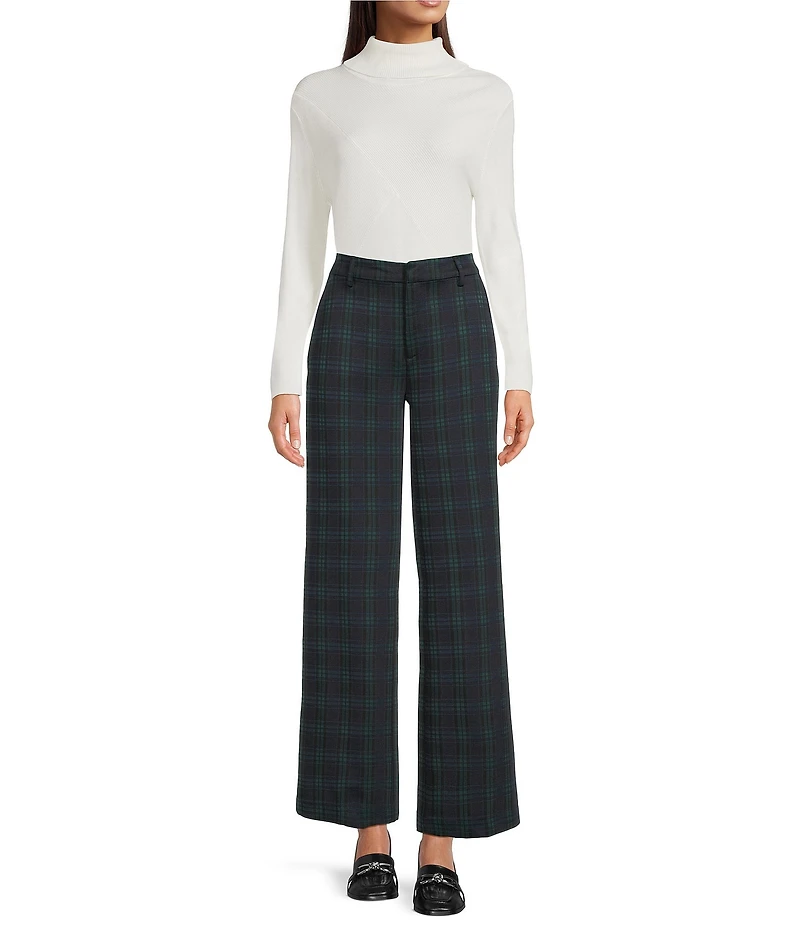 Liverpool Los Angeles Kelsey Stretch Ponte Plaid Flat Front Ankle Pants