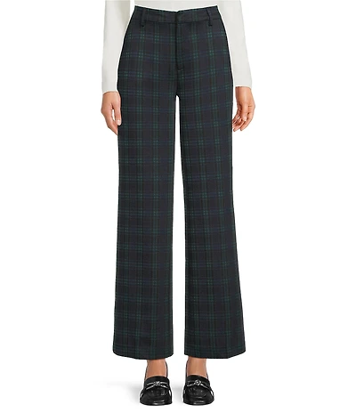 Liverpool Los Angeles Kelsey Stretch Ponte Plaid Flat Front Ankle Pants