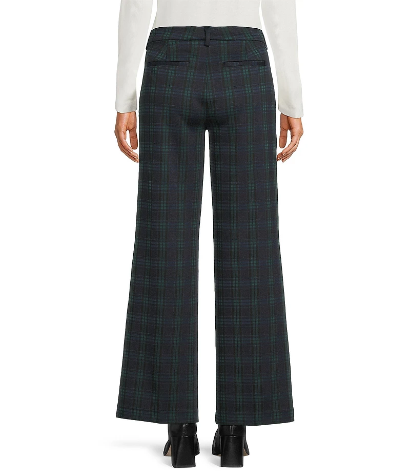 Liverpool Los Angeles Kelsey Stretch Ponte Plaid Flat Front Ankle Pants