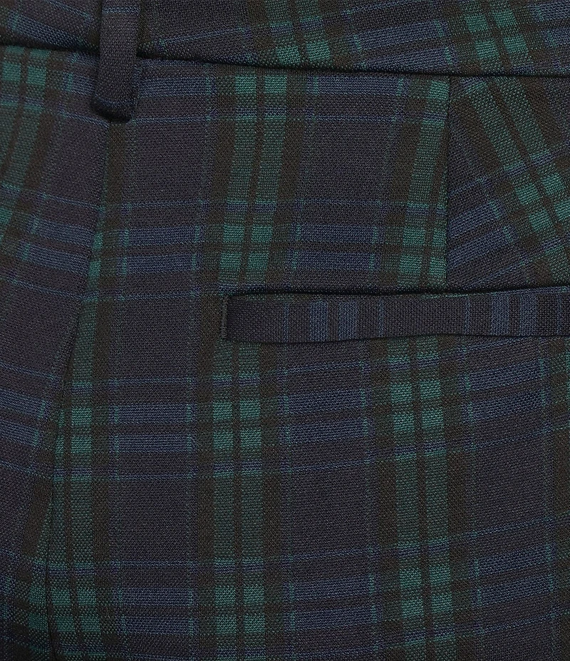 Liverpool Los Angeles Kelsey Stretch Ponte Plaid Flat Front Ankle Pants