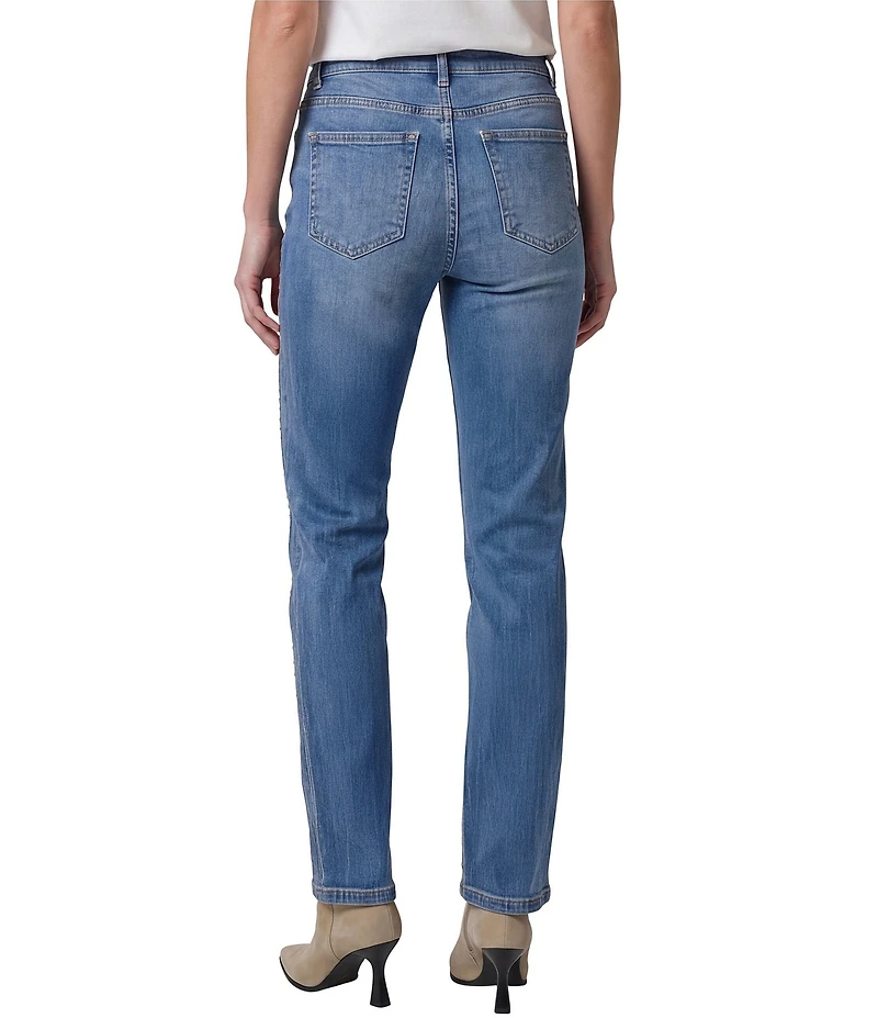 Liverpool Los Angeles Kennedy Stretch Denim Mid Rise Straight Leg Studs Detail Jeans