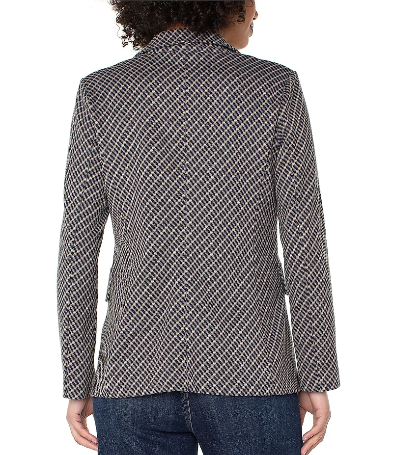 Liverpool Los Angeles Knit Jacquard Notch Collar Long Sleeve Double Breast Blazer
