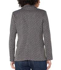 Liverpool Los Angeles Knit Jacquard Notch Collar Long Sleeve Double Breast Blazer