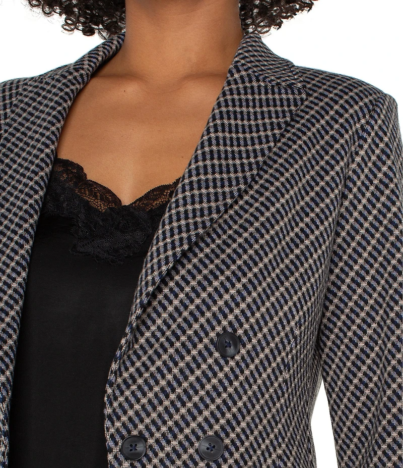 Liverpool Los Angeles Knit Jacquard Notch Collar Long Sleeve Double Breast Blazer