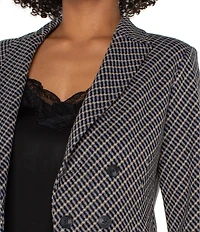 Liverpool Los Angeles Knit Jacquard Notch Collar Long Sleeve Double Breast Blazer