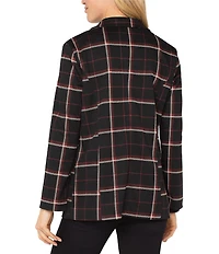 Liverpool Los Angeles Knit Jacquard Plaid Print Notch Collar Long Sleeve Blazer