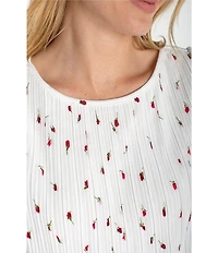 Liverpool Los Angeles Knit Jersey Floral Print Boat Neck Flutter Sleeve Top