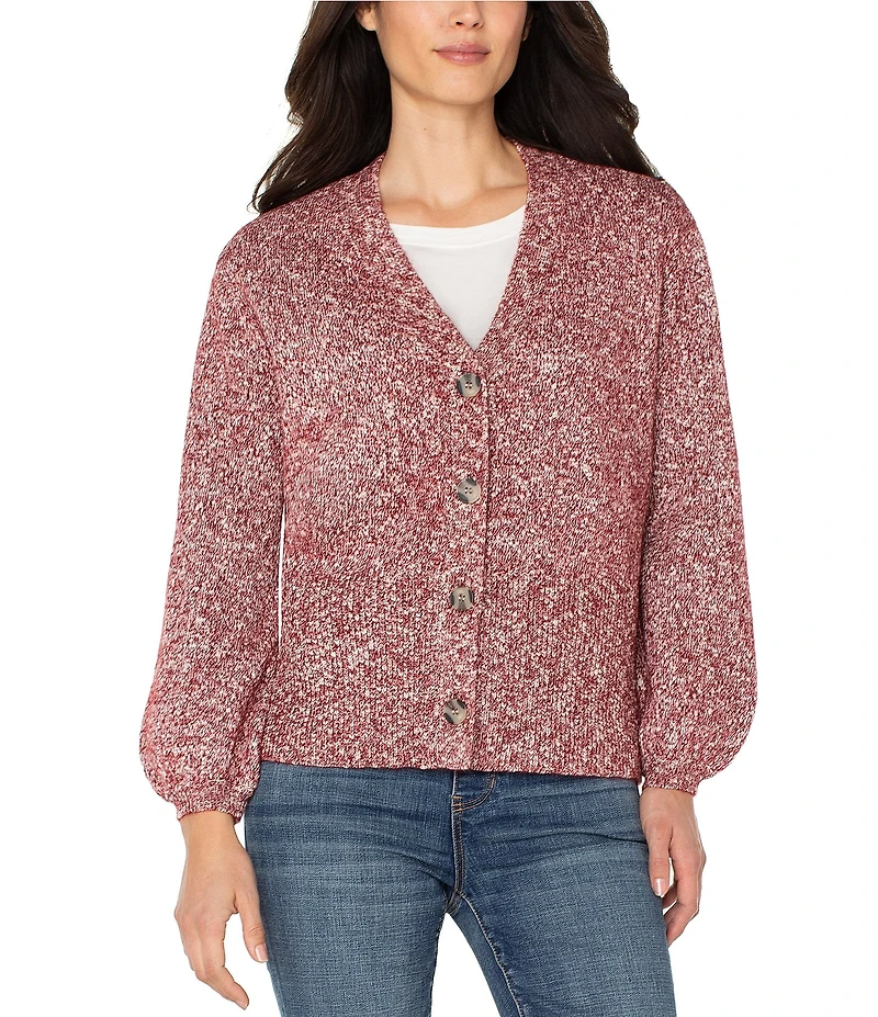 Liverpool Los Angeles Knit Jersey V-Neck Long Sleeve Button Front Cardigan