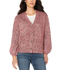 Liverpool Los Angeles Knit Jersey V-Neck Long Sleeve Button Front Cardigan