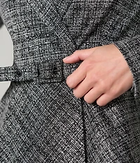 Liverpool Los Angeles Knit Tweed Print Notch Collar Long Sleeve Peplum Blazer