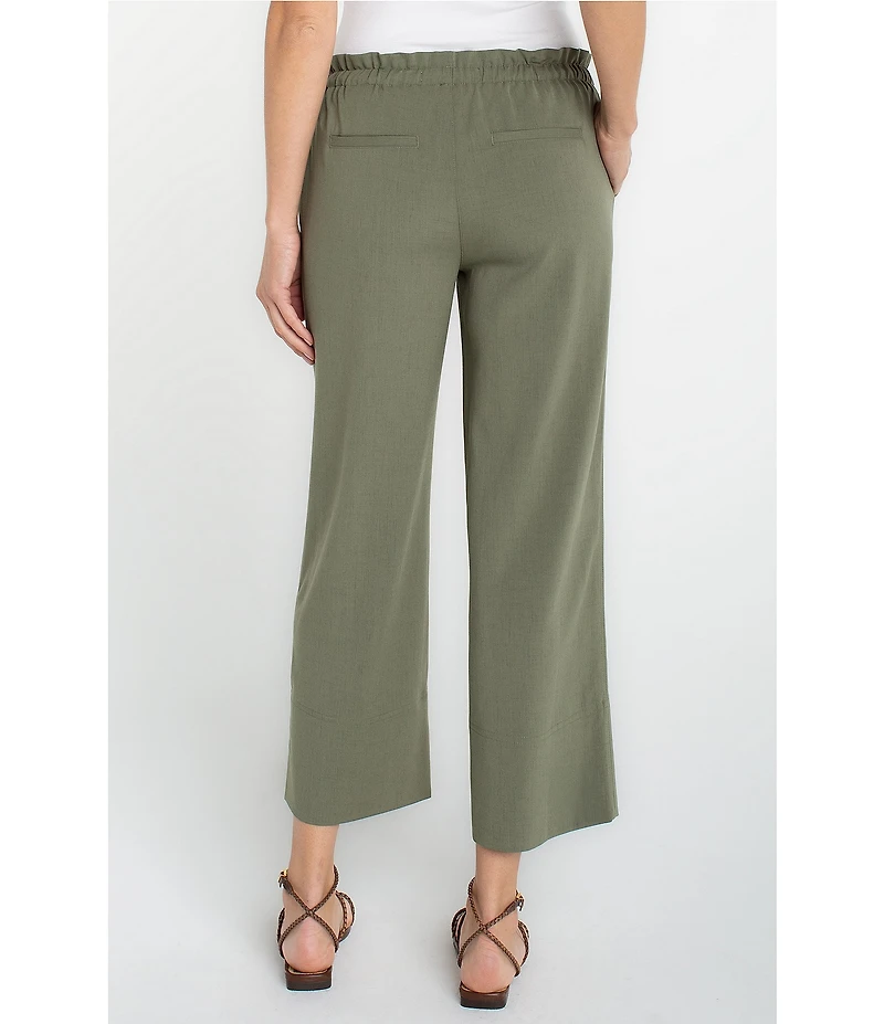 Liverpool Los Angeles Lightweight Textured Pull-On Drawstring Tie Wide Leg Pants