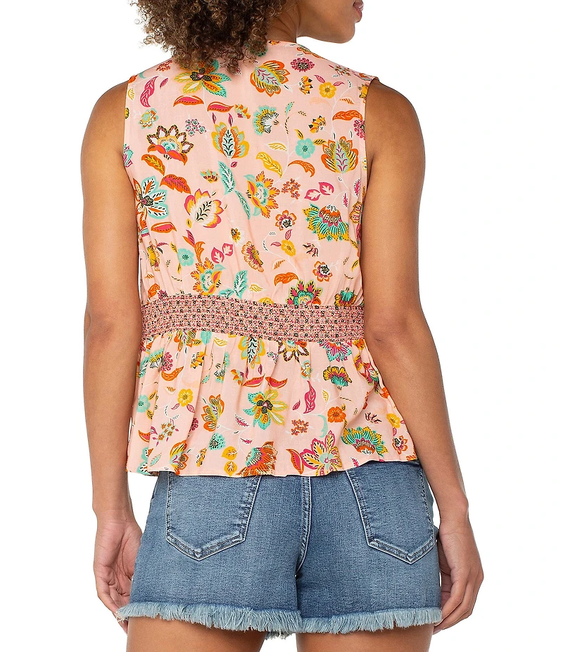 Liverpool Los Angeles Lightweight Woven Printed V-Neck Sleeveless Top