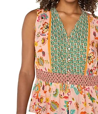Liverpool Los Angeles Lightweight Woven Printed V-Neck Sleeveless Top