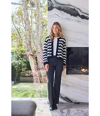 Liverpool Los Angeles Long Mix Stitch Fringe Collarless Long Sleeve Cardigan