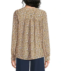 Liverpool Los Angeles Woven Chiffon V-Neck Long Sleeve Lace Up Front Top